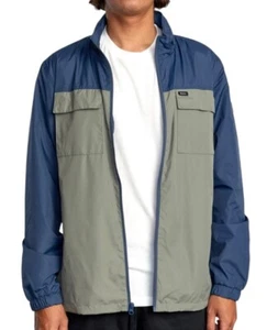 RVCA Baybeaker 2 Jacket Size L Blue Gray Water Repellent Removable Hood Coat NWT - Picture 1 of 12