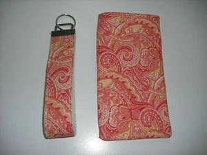 Llavero estilo estuche para gafas de sol y muñeca - estampado cachemir naranja y amarillo - en OFERTA - Imagen 1 de 1