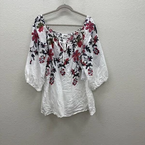 Kindred weiß Blumen bestickt durchsichtig Bluse Shirt Top Damengröße 3X NEU - Bild 1 von 7