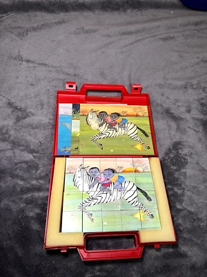 RARE VINTAGE UNICEF KIDS CUBE PUZZLE GAME IN ORIGINAL RED CASE 100% COMPLETE - Image 1 of 4