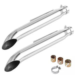 2X 20" Universal Motorcycle Exhaust Pipe Muffler Silencer For Harley Cafe Racer - Picture 1 of 11
