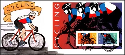 Scott 3119 50 Cents Cycling Souvenir Sheet Melissa Fox Hand Painted FDC 3 Of 6 - Image 1 of 2