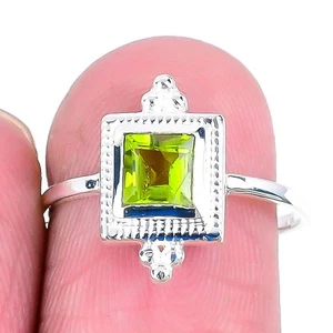 Halloween Deal Peridot Stone Solid Sterling Silver Cluster Ring Jewelry Size 7.5 - Picture 1 of 8