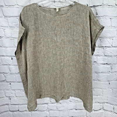 Blusa EILEEN FISHING Top Feminina M Linho Bronzeado Gaze Decote Bateau Leve - Imagem 1 de 4