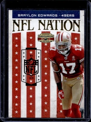 Panini Gridiron Gear Braylon Edwards NFL Nation Gold #41/100 49ers 2011 Foto 1 de 2