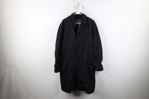 Vintage 60s 70s Streetwear Mens XL Distressed Striped Trench Coat Rain Jacket - Picture 1 of 20