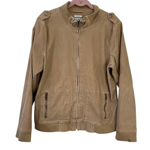 Old Navy Vintage Womens Size XL Tan Corduroy Bomber Jacket Stretch Y2K Preppy - Picture 1 of 5