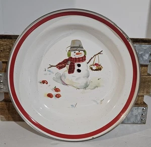 Vintage Schneemann Emaillegeschirr Deko Teller - Bild 1 von 3