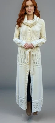 De Colección Moda International Maxi Largo Completo Grueso Tejido Cárdigan Suéter Abrigo Y2K XL Foto 1 de 4