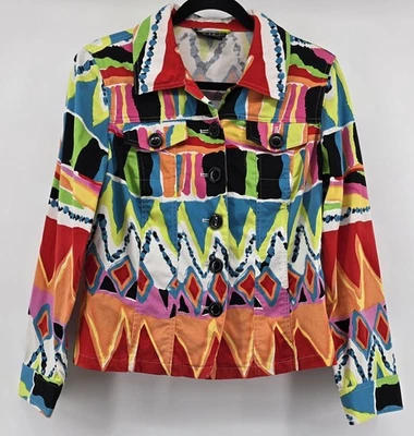 Vtg Berek Womens Sz M Blazer Jacket Multicolor Bright Artsy Colorful 90s Fun - Image 1 of 4