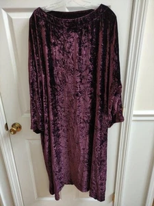 Eskandar Crushed Velvet Silk Bateau Neck Long Dress Size 1 Purple Lagenlook - Picture 1 of 17