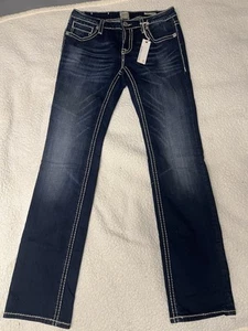 Anoname Jeans Womens Blue Denim New w Tags Chrissy Straight Leg Low Rise 29x32 - Picture 1 of 13