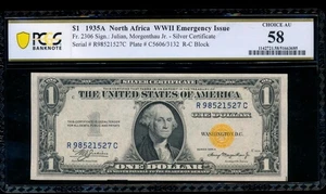 AC $1 1935A North Africa R-C block PCGS 58 Fr 2306 - Picture 1 of 2