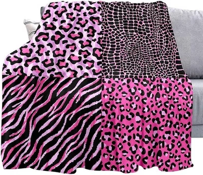 Manta de Leopardo Rosa, Cebra, Cocodrilo, Manta Estampado de Guepardo, Acogedora Foto 1 de 4