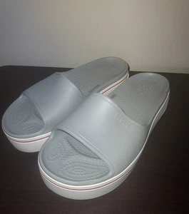 Crocs Women's Slides Size 7 Crosband Platform Sandals Iconic Comfort Gray - Picture 1 of 15