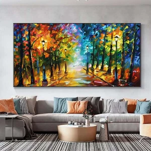 Pintura al óleo abstracta verde pintada a mano sobre lienzo paisaje decoración moderna del hogar - Imagen 1 de 6