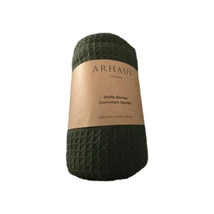 ARHAUS 100% Cotton Waffle Knit Throw Blanket - 50in x 60in Green - Picture 1 of 3