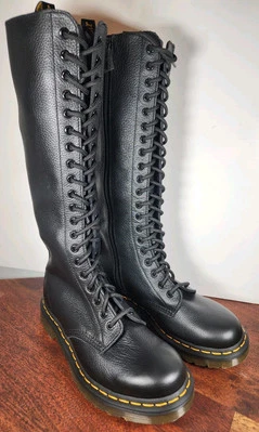 Dr. Martens 1B60 Knee High Boots Size 7 Black Virginia Leather 20-Eye & Zip New - Image 1 of 4