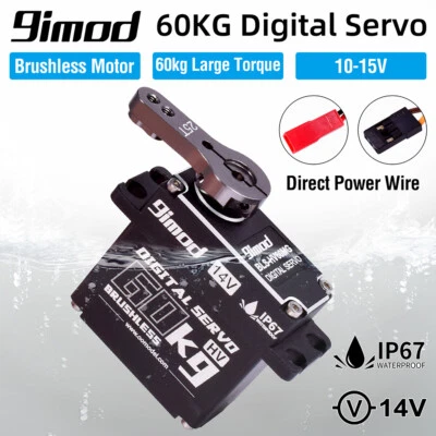 60KG Brushless Servo 14V High Torque Metal Gear Steering Servo for 1/10 RC Car - Image 1 of 4