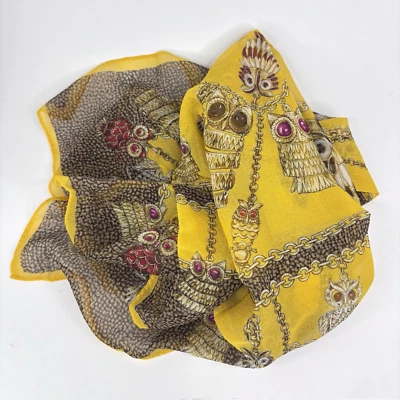 Sciarpa vintage Borbonese 100% seta gufo gioielli charms made in Italy 25" × 25" - Immagine 1 di 4