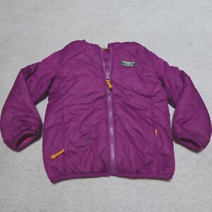 LL Bean Toddlers Jacket Girls 3T Purple Mountain Bound Reversible Hooded Fleece
