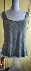 Alex Evenings mint green paisley patterned glittery cami top blouse size large - Picture 1 of 5