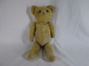 WELL LOVED ANTIQUE MOHAIR TOY STUFFED PLUSH TEDDY BEAR 14" TALL