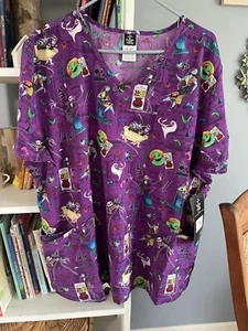 NWT Disney Nightmare before Christmas Scrub Top Uniform School Nurse 2XL - Picture 1 of 12