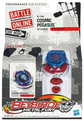 HASBRO Cosmic Pegasus W105R2F (AKA Big Bang Pegasis) Metal Fury Beyblade B-146 Cover