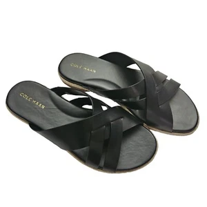 Sandalias deslizantes Cole Haan Florens de cuero negro W21142 para mujer 5B - Imagen 1 de 5