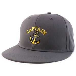 XXL Captain Anchor Embroidered Plain Back Flatbill Snapback Cap - FREE SHIPPING - Picture 1 of 13
