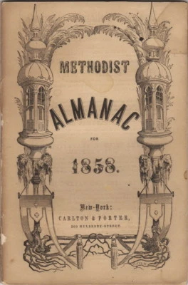 Vintage Methodist Almanac for 1858, Carlton & Porter, Publ., NY - Image 1 of 3