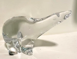 Maleras 1960’s Swedish Glass Polar Bear Figure Artist Signed MCM 2.5” T X 4.5” W - Bild 1 von 10