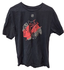 NHL Chicago Blackhawks Size L Reebok Black T-Shirt Tee Hockey 88 Kane 2 Sided - Picture 1 of 4