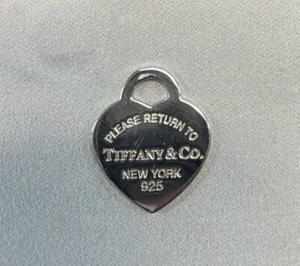 Tiffany & Co. Sterling Silver "RETURN TO TIFFANY" Heart Key Tag Charm - Picture 1 of 6