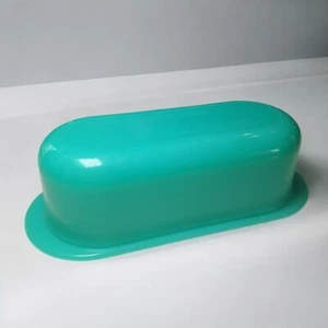 Tapa de plato de mantequilla verde Tupperware 1 barra capacidad 5080A plástico verde azulado pequeña redonda - Imagen 1 de 6