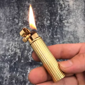 1PC. Brass Refillable Cigarette Lighter Vintage Collectible Kerosene Lighter - Picture 1 of 22