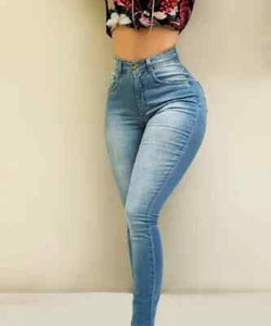 2025 Stylish European and American Style Cotton Denim Jeans with High Waist - Picture 1 of 14