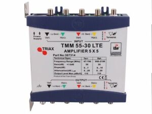 Triax TMM 55-30 LTE 5x5 Multi-Switch Amplifier 307314 and Power Supply KIT 3053
