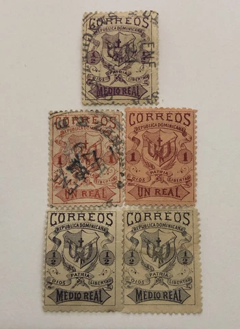 Dominican Republic Coat of Arms Latin America Real ½R Postage Stamps 1800’s Used Cover