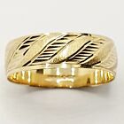 Fancy 9ct Wave Crisscross Patterned Wedding 5.72mm Band Yellow Gold Ring Size M