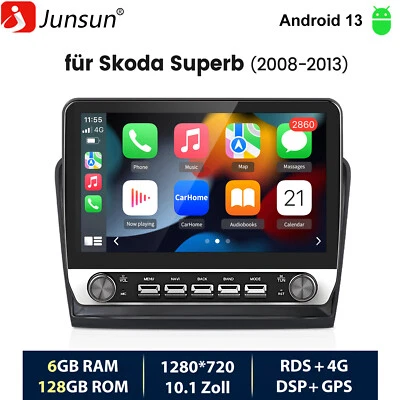 Carplay Android 13 Autoradio GPS Navi WIFI 128G Für Skoda Superb 2 3T 2008-2015 - Bild 1 von 4