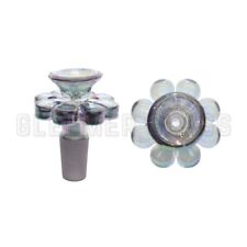 14mm Bowl Flower Iridescent Electroplated Glass Bowl Slide 14mm Male