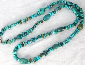 Vintage Pawn Navajo Heishi Royston Turquoise Sterling Bead Necklace 36" 108gs - Picture 1 of 9
