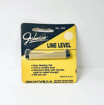 Vintage Johnson Level & Tool Mfg Co 3” Line Level, Item #555, NIP - Image 1 of 4