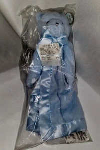 NEW Bearington Blue Bear Satin Lovey Plush Heat Arms Security Blanket Satin Bow - Picture 1 of 11