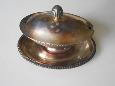 Fascio Reed & Barton 1943 plateado soldado 3000 tapa bote de salsa Foto 1 de 4