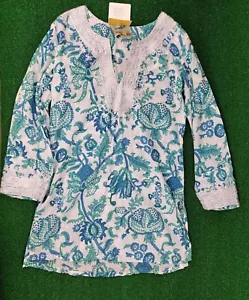 Roberta Roller Rabbit Tunic Casa Kurta Amanda PiPi Blue Printed Women's XS NEW - Picture 1 of 6