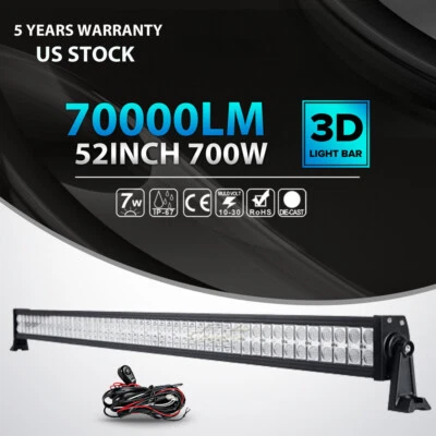 52INCH 700W LED LIGHT BAR COMBO FOR JEEP WRANGLER JK YJ TJ LJ CJ RUBICON SAHARA - Image 1 of 4