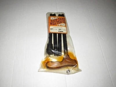 Vintage Carex Have Cane Will Travel 36in Metal Folding Cane With Wood Handle  - Image 1 of 2